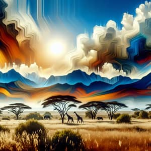 Abstract Kenyan Landscape Art | Savannas, Mountains & Wildlife