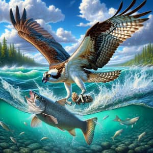 Osprey Bird Fishing Scene: Wildlife Photography