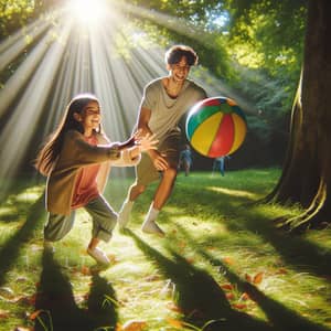 Joyful Kids Playing Catch in Colorful Park