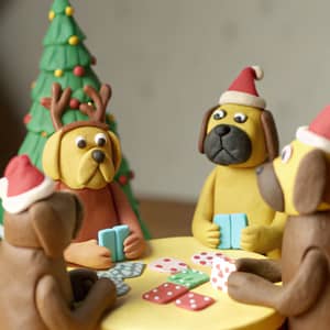 Christmas Dogs Playing Poker - Festive Fun