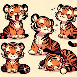 Cute Tiger Poses Vector Illustration | Dynamic & Playful Art