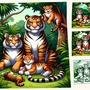 Delightful Tiger Family Illustration | Vector Art