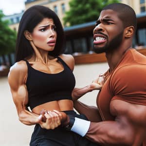 Strong Black Woman Lifts Surprised Hispanic Man | Strength Contest Image