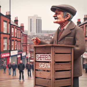 Sheffield Individual on Soapbox Criticizing Politician