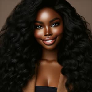 Radiant Dark-Skinned Lady Celebrating Natural Beauty