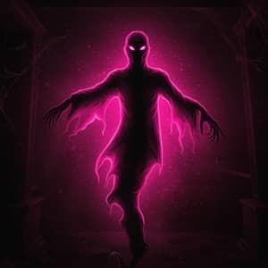 Evil Ghost in Pink and Black - Spooky Art