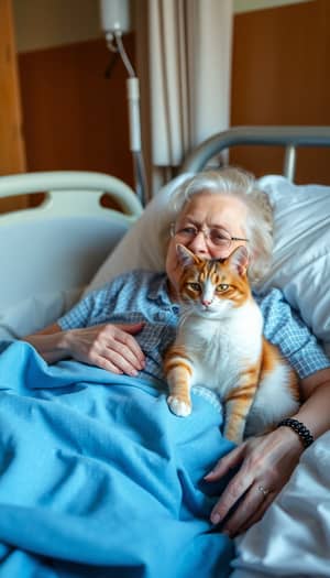 Care and Companionship: Elderly Woman with Cat