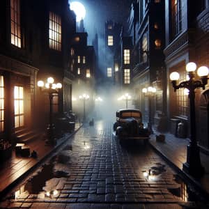 Enigmatic Noir Cityscape | Classic Film Setting