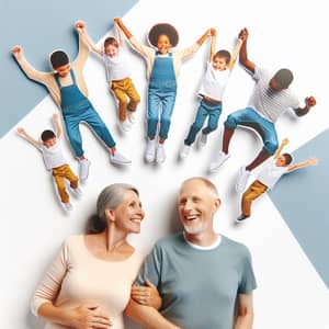 Diverse Couple and Joyful Family Dancing Together