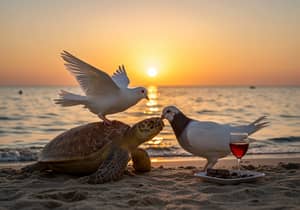 Turtle & Dove Romance at Sunset Beach