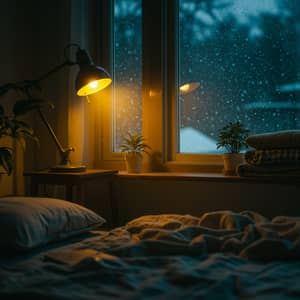 Cozy Lofi Room With Snowy Window View