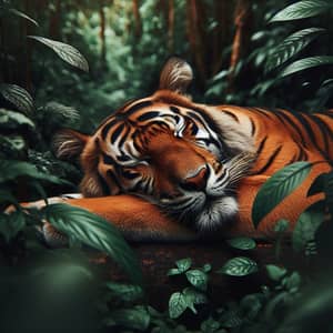 Tranquil Sleeping Tiger in Wild Habitat