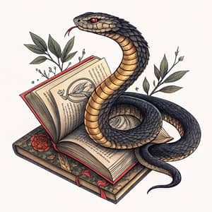 Snake Tattoo Wrapped Around an Open Book