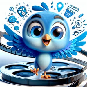 Cute Blue Bird Mascot for Animation Film Festival