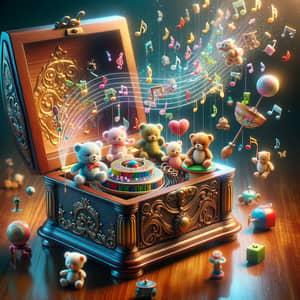 Magical Music Box with Floating Toys and Notes