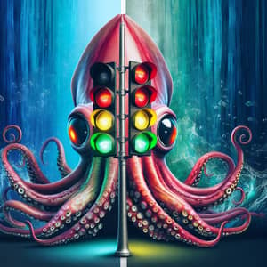 Surrealism Squid & Traffic Light Encounter