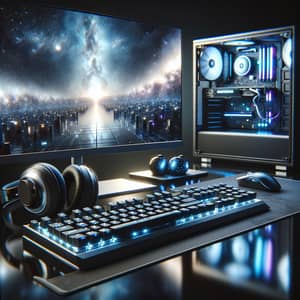 Modern Computer Setup with Galaxy Wallpaper | Desktop Accessories