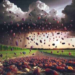 Rain of Raisins: A Surreal Phenomenon in an Imaginary World