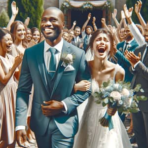 Heartfelt Moment: African American Father Escorting Daughter from Wedding