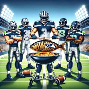 American Football Teams Barbecue Showdown in Stadium