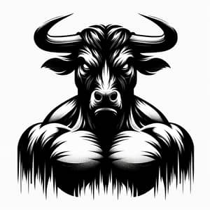 Dynamic Bull-Man Silhouette Art Design