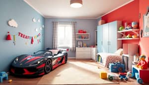 Fun Children's Bedroom with Race Car Bed