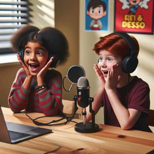 Exciting Kids Podcast: Diverse Duo Discussing Topics