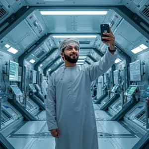 Omani Man in Traditional Dress with High-Tech Gear