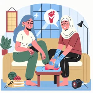 Hispanic and Middle-Eastern Women Enjoy Self Feet Bastinado at Home