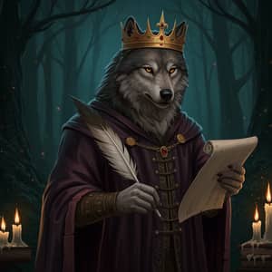 Regal Gothic Wolf in Enchanted Forest