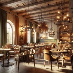 Italian Countryside Inspired Rustic Restaurant: Color Palette, Lighting & Furniture