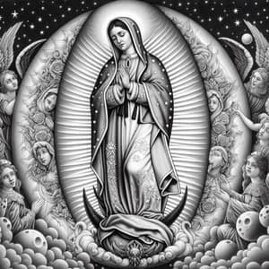 Virgen de Guadalupe Art: Iconic Depiction with Heavenly Light