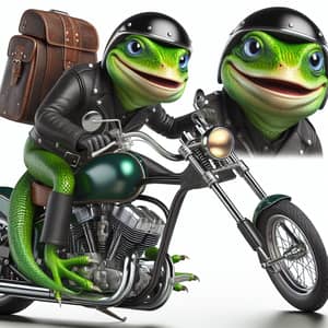 Green Lizard Motorcycle Rider | Unique Animal Biker