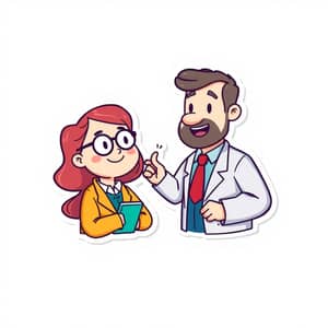 Cute Professor Sticker Icon - Digital Illustration