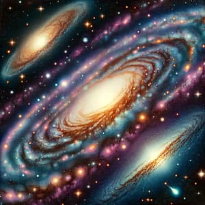 Spiral Milky Way and Andromeda Galaxy Illustration