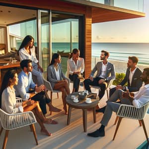 Business Leaders Discuss Strategies by the Beach House