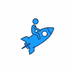 Stick Figure Rocket Icon Design