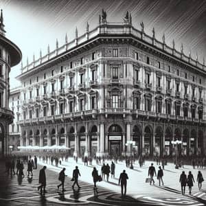 Milan Main Square in Stunning Black and White