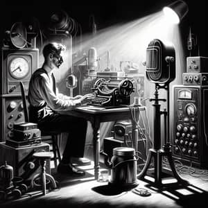 Vintage Black and White Computer Room Webinar Art