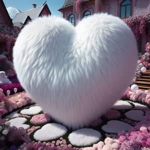 Fluffy White Heart Plush Toy