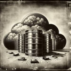 Antique Data Backup to Cloud Illustration