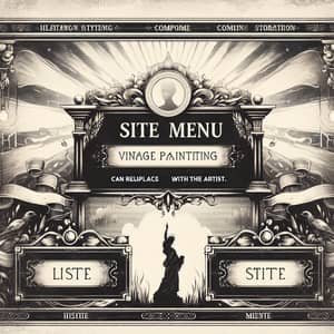 Vintage Digital Painting of Site Header and Menu | Chiaroscuro Lighting & Intricate Details