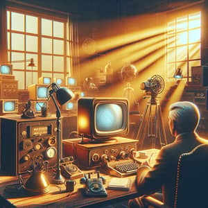 Intricate Chiaroscuro Digital Painting of Retro-Styled Webinar