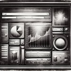 Vintage Black & White Digital Painting - Google Analytics Interface