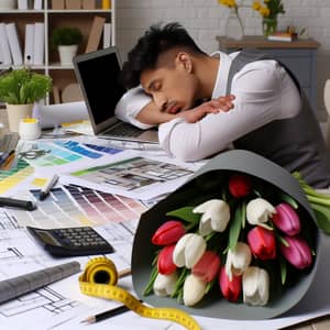 Tulip Bouquet and Overworked Hispanic Interior Designer