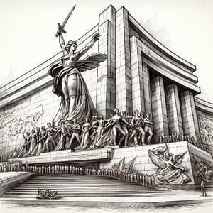 Motherland Calls Monument Base Sketch | Volgograd Landmark