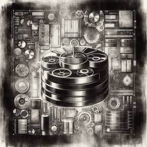 Vintage Digital Painting Depicting Data Backup Concept