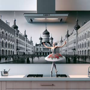 High-Resolution Ballet Ticket Photo with Ballerina at Modern Kitchen Island