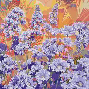 Monet's Agapanthus Reimagined with Marbling Art