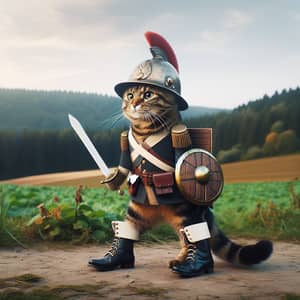 Heroic Cat in Soldier Attire - Playful War Ready